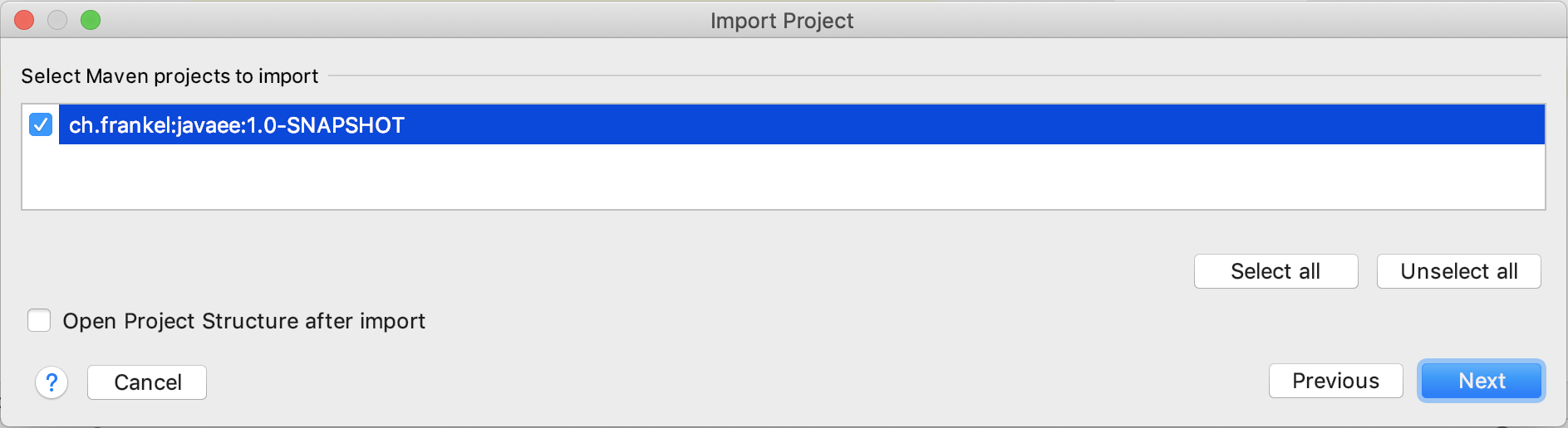 Import Project - step 3